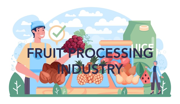 Fruitverwerkende industrie typografisch kopidee van landbouw