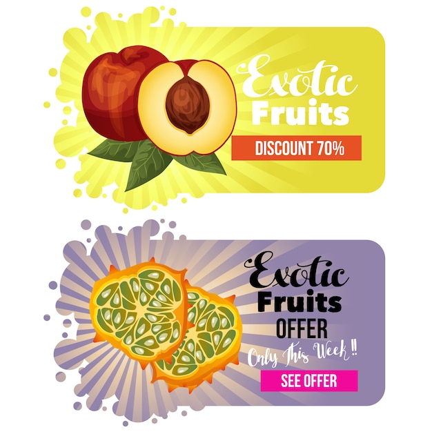 Fruitwebsite banner met nectarine en kiwano