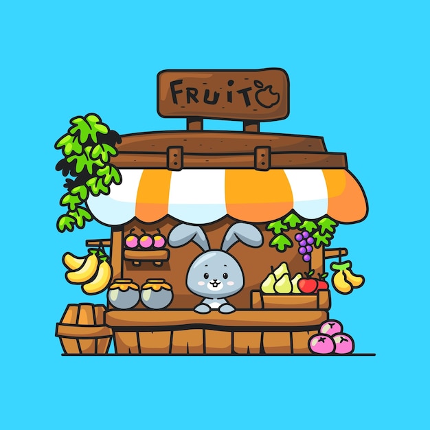 Fruitwinkel dier mascotte tekening illustratie