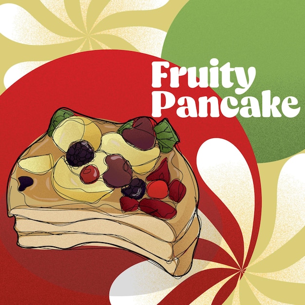 Fruity Pancake Hand drawn vector background banner