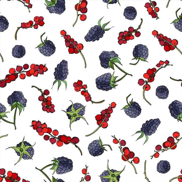 Fruity Seamless pattern with red and blackberries Design for fabric textile wallpaper packaging