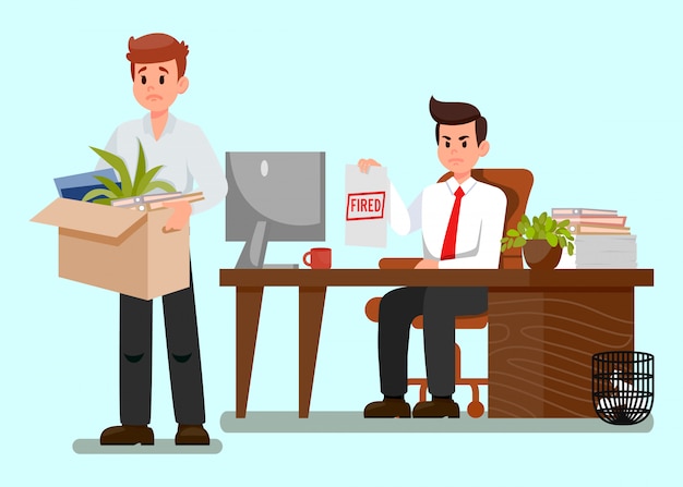 Frustrated Fired Worker Flat Vector Illustration
