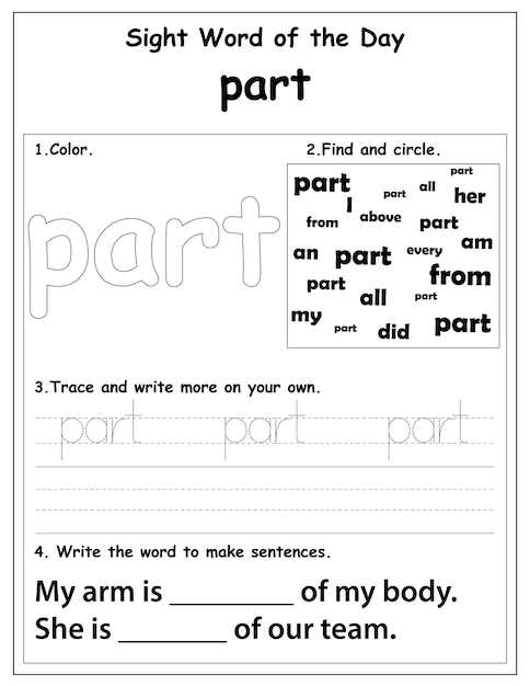 Fry list of sight words, цифровая деятельность для детей, рабочий лист для зрительных слов для детского сада