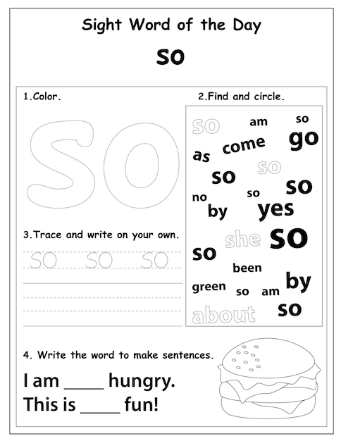 Fry list of sight words, digital activities forchildren, worksheet for sight words for kindergarten