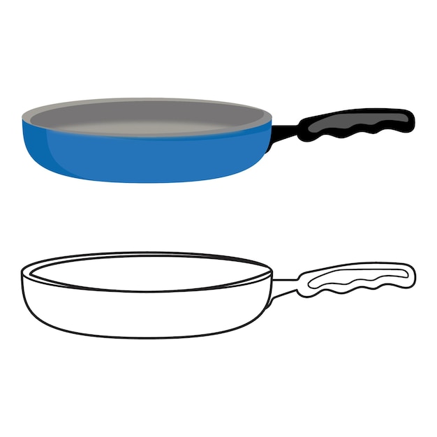 Fry pan outline with color clipart