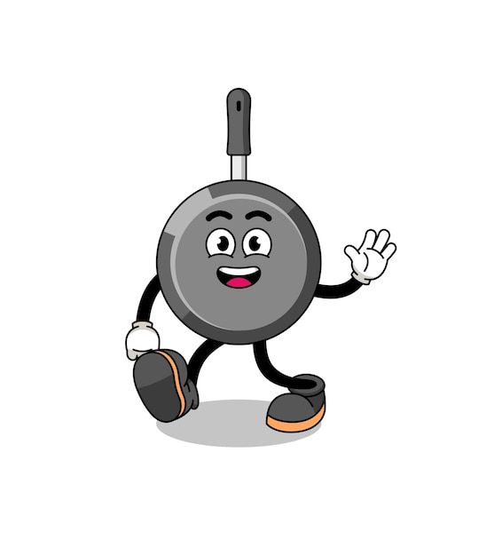 Frying pan cartoon walking