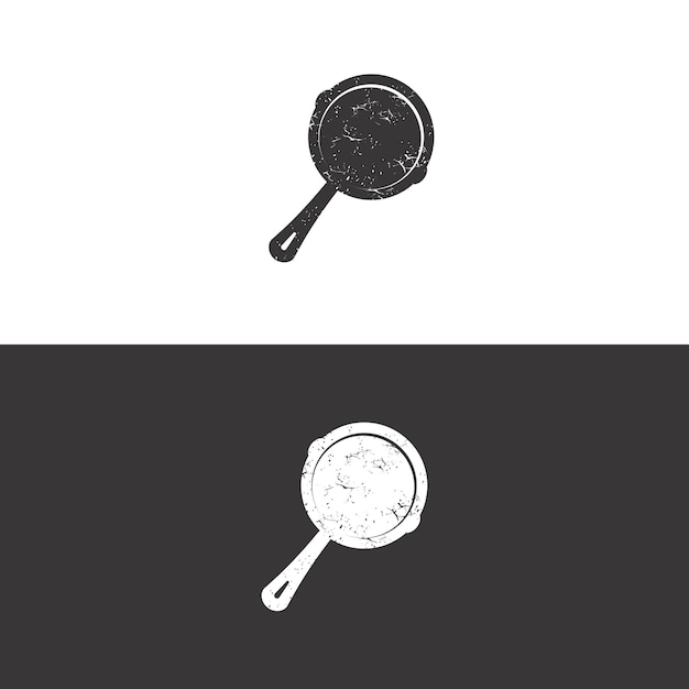 Frying pan icon with grunge effect