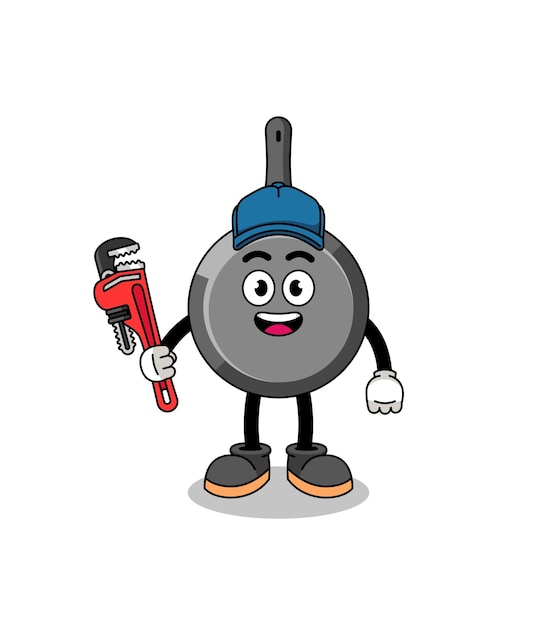 Frying pan illustration cartoon as a plumber