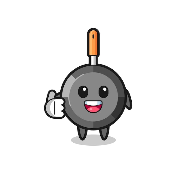 Frying pan mascot doing thumbs up gesture cute design