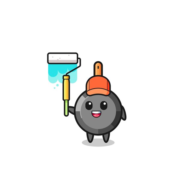 The frying pan painter mascot with a paint roller