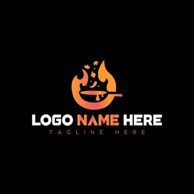 Vector frypan chili spice flame logo restaurant illustration vector art design