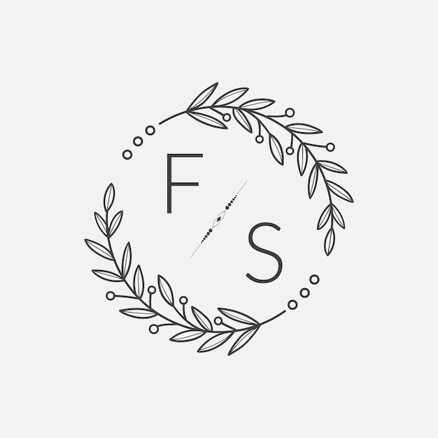 FS initiële monogram bruiloft met creatieve cirkellijn