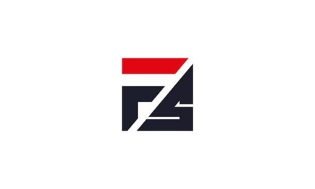 Vettore di design del logo lettera fs con colori nero e rosso design del logo lettera fs