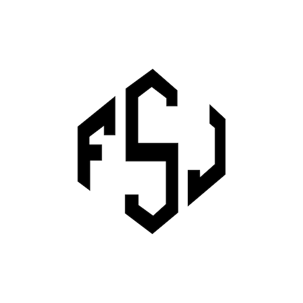 Дизайн логотипа FSJ с буквой с формой многоугольника FSJ многоугольная и кубическая форма дизайна логотипа ФСJ шестиугольный вектор шаблон логотипа белые и черные цвета FSJ монограмма бизнес и логотип недвижимости