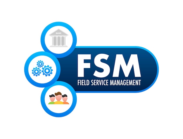 FSM Field Service Management Marketingmaterialen Vector stock illustratie