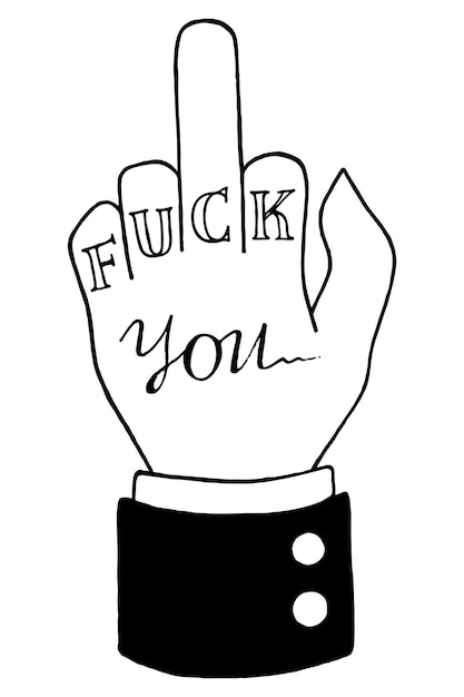 Vector fuck you monochrome black and white hand line art isolated