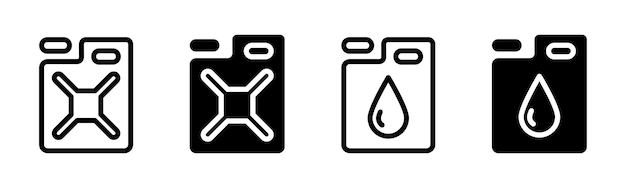 Lattina di carburante set di icone della tanica di carburante icone della stazione di servizio simbolo dell'icona del carburante benzina illustrazione vettoriale