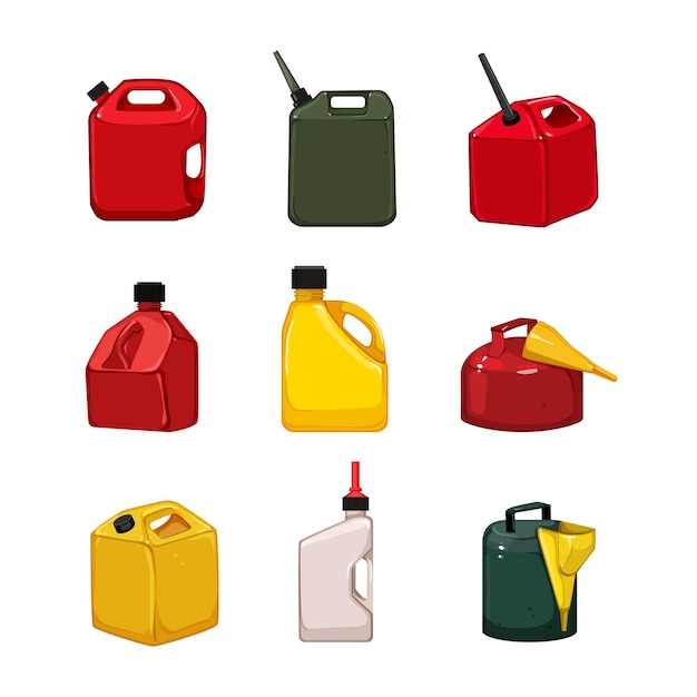 Vector fuel can set cartoon vector illustration