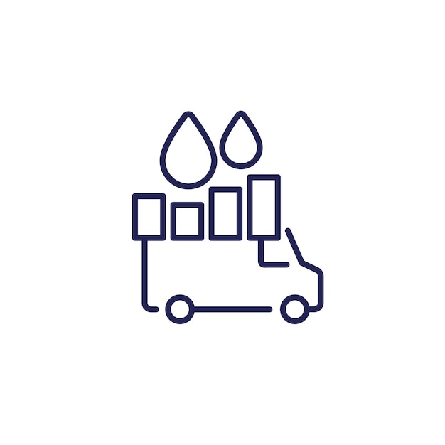 Fuel consumption line icon with a van