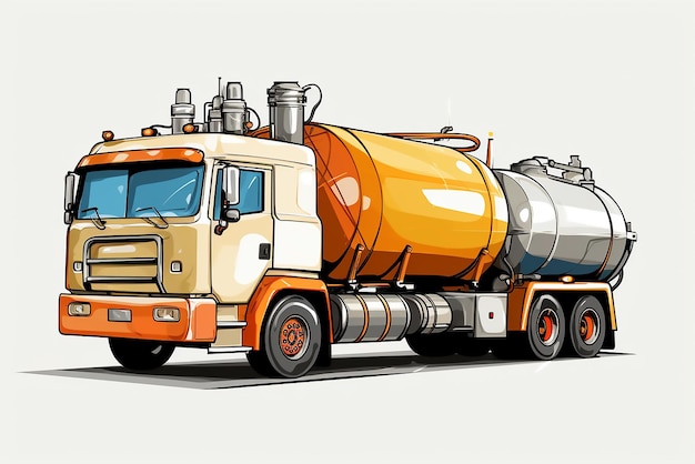 Fuel gas tanker truck isolated 3D rendering