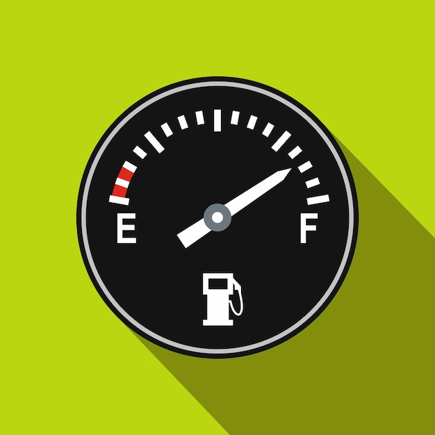 Vector fuel gauge flat icon on a green background