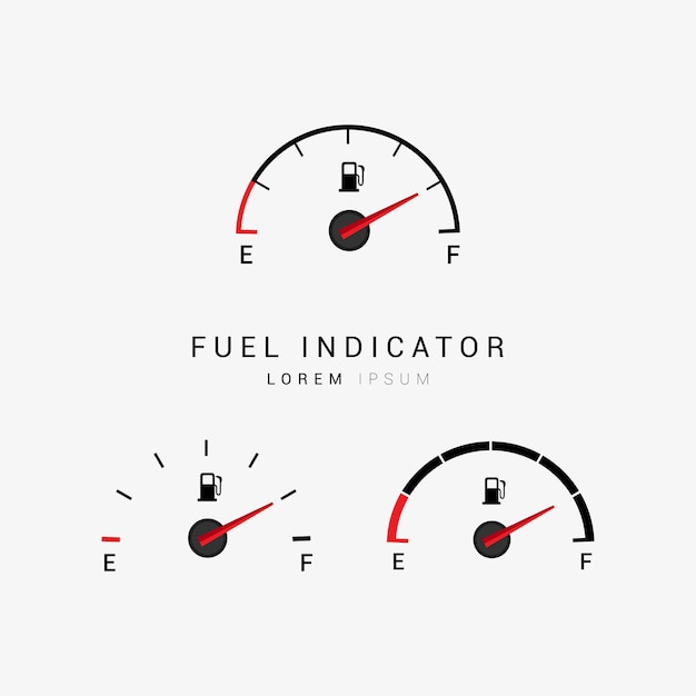 Indicatore del livello del carburante indicatore del carburante indicatore della benzina icona del misuratore del carburante logo vettoriale concept design