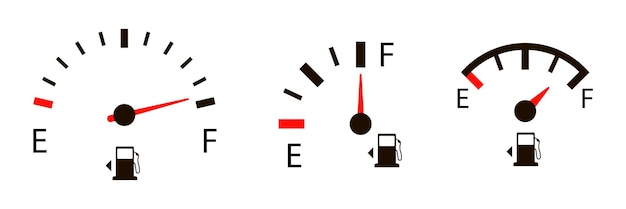 Indicatore del carburante imposta icone diverse vector