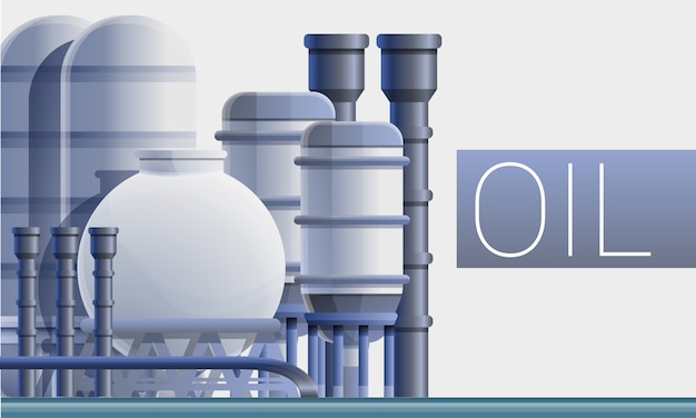 Vector fuel oil refinery concept illustration, cartoon style