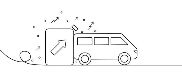 Fuel turn up line illustration with car