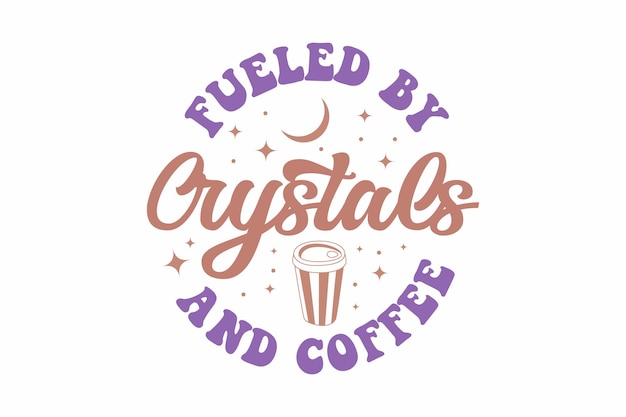Дизайн футболки «Кофе на Хэллоуин», наполненный кристаллами и кофе