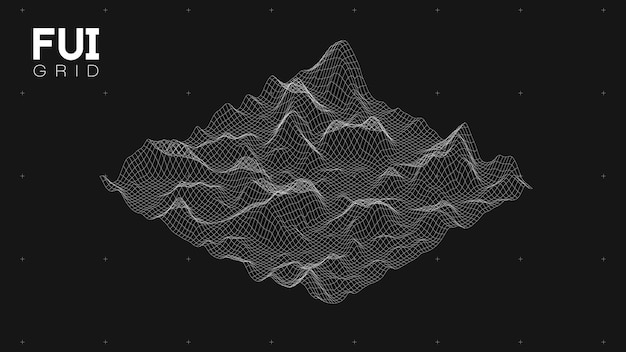 Fui gui 3d vector landscape scan grid абстрактный футуристический фон scifi hitech дизайн