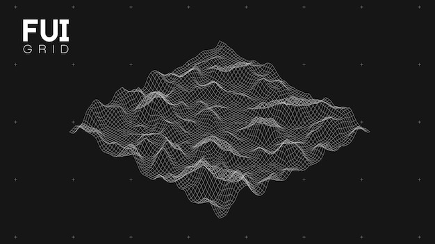 Вектор fui gui 3d vector landscape scan grid абстрактный футуристический фон scifi hitech дизайн