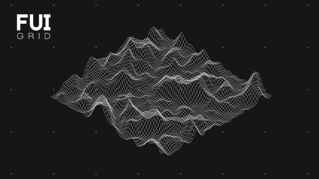 Вектор fui gui 3d vector landscape scan grid абстрактный футуристический фон scifi hitech дизайн