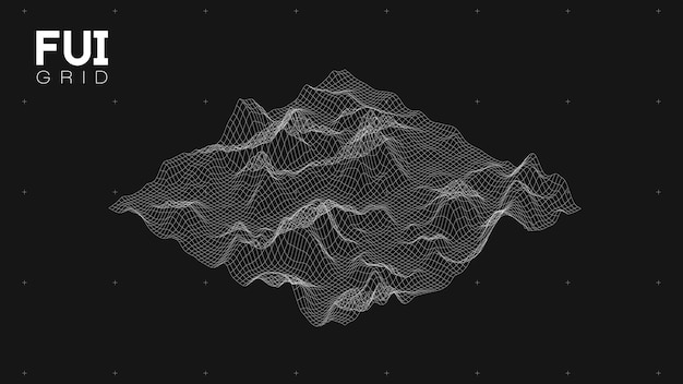 FUI GUI 3D Vector Landschap Scan Raster Abstracte futuristische achtergrond SciFi HiTech-ontwerp