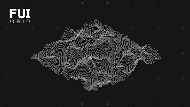 Vector fui gui 3d vector landschap scan raster abstracte futuristische achtergrond scifi hitech-ontwerp