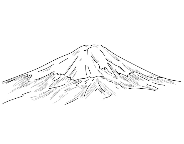 Fuji berg vectorillustratie. Hand tekenen schets. Fuji berg Japan