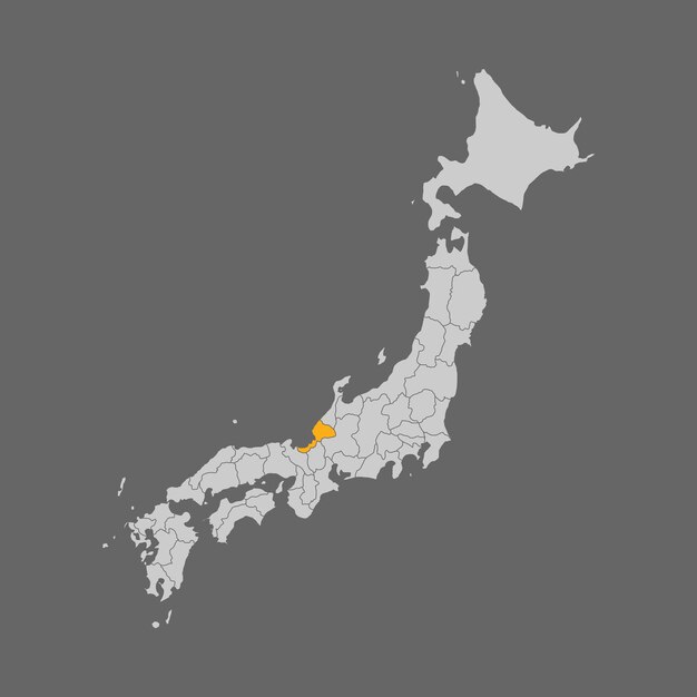 日本地図でハイライトされた福井県