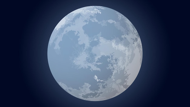 Vector full blue moon in the night sky