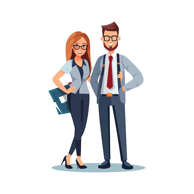 Vector full body art of a female and a male accountant style flat design vector style