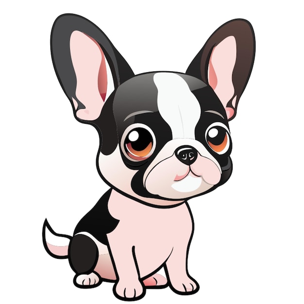 a full body cute french bulldog dog and short ears no background vector illustration