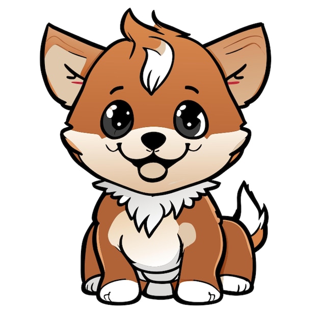 Premium Vector | Full body cute puppy with sits full body smoothly line ...