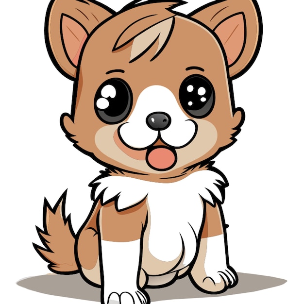 Vector full body cute puppy with sits full body smoothly linefluffy smoothly texture vector illustration