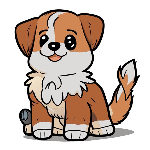 Vector full body cute puppy with sits full body smoothly linefluffy smoothly texture vector illustration