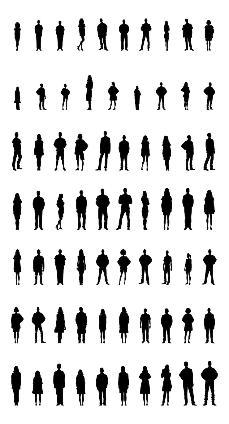 Vector full body human portraits silhouette collection