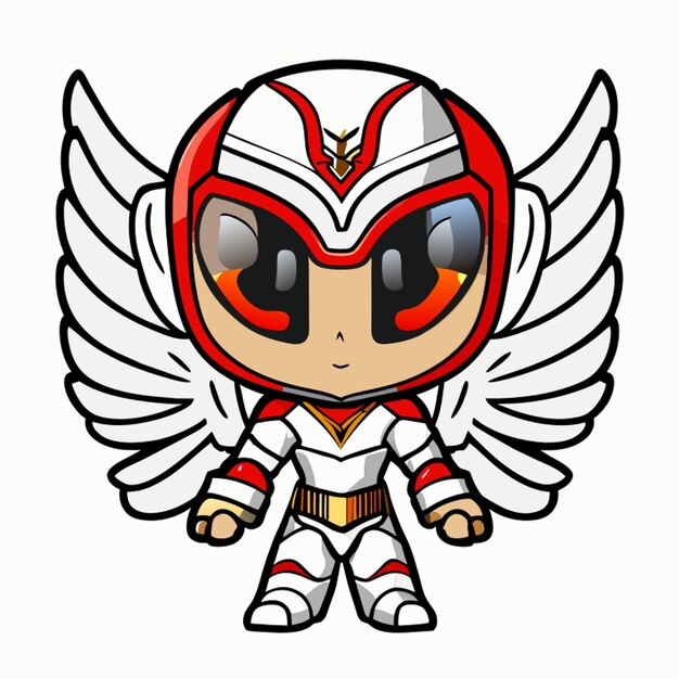 Full body mascot style angel character front facing white background vector illustration cartoon