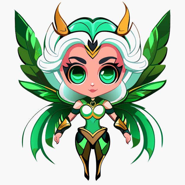 Full body mascot style fairy character front facing white background vector illustration cartoon