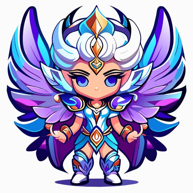 full body mascot style fairy character front facing white background vector illustration