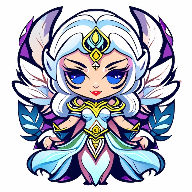 full body mascot style fairy character front facing white background vector illustration