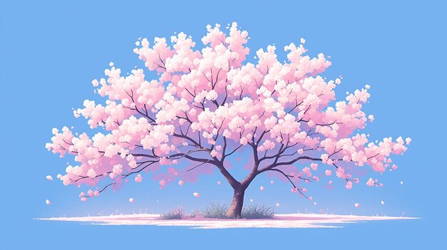 Vector full cherry blossom trees in bloom