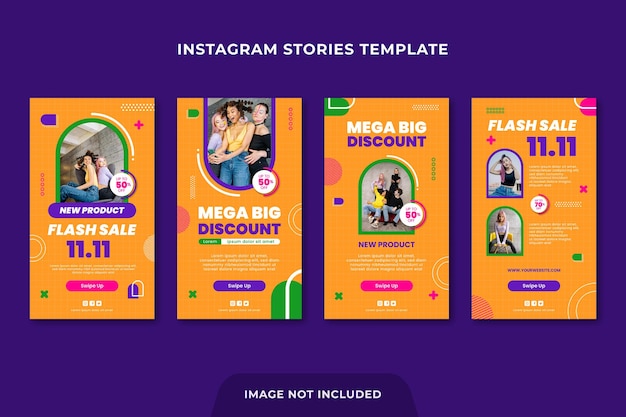 Storie di instagram di sconto sui prodotti di moda a colori